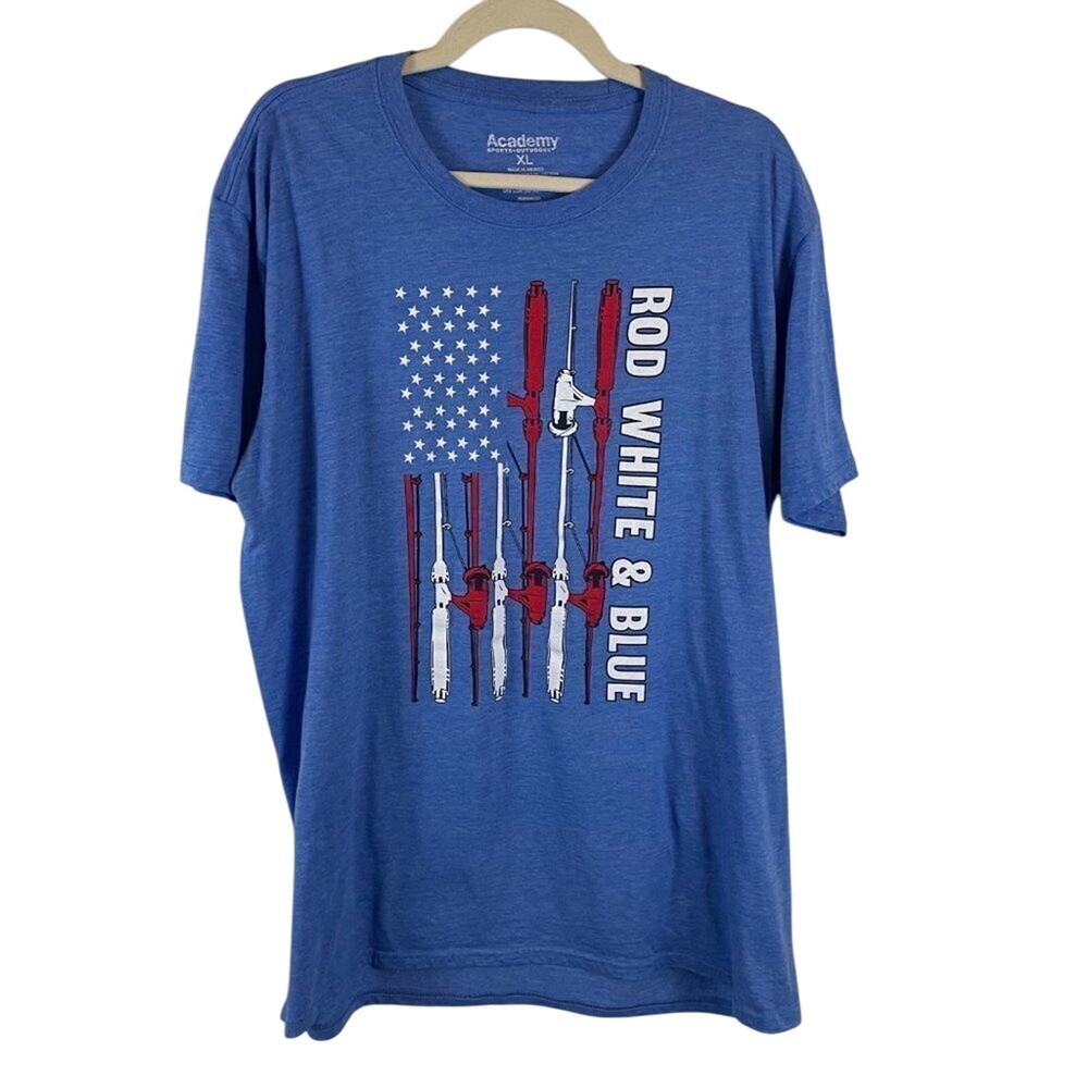 Fisherman Rod White & Blue Tee Men’s Size XL